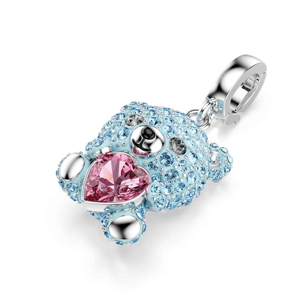 Charm Swarovski Idyllia Taglio misto Orsetto Blu Placcato rodio