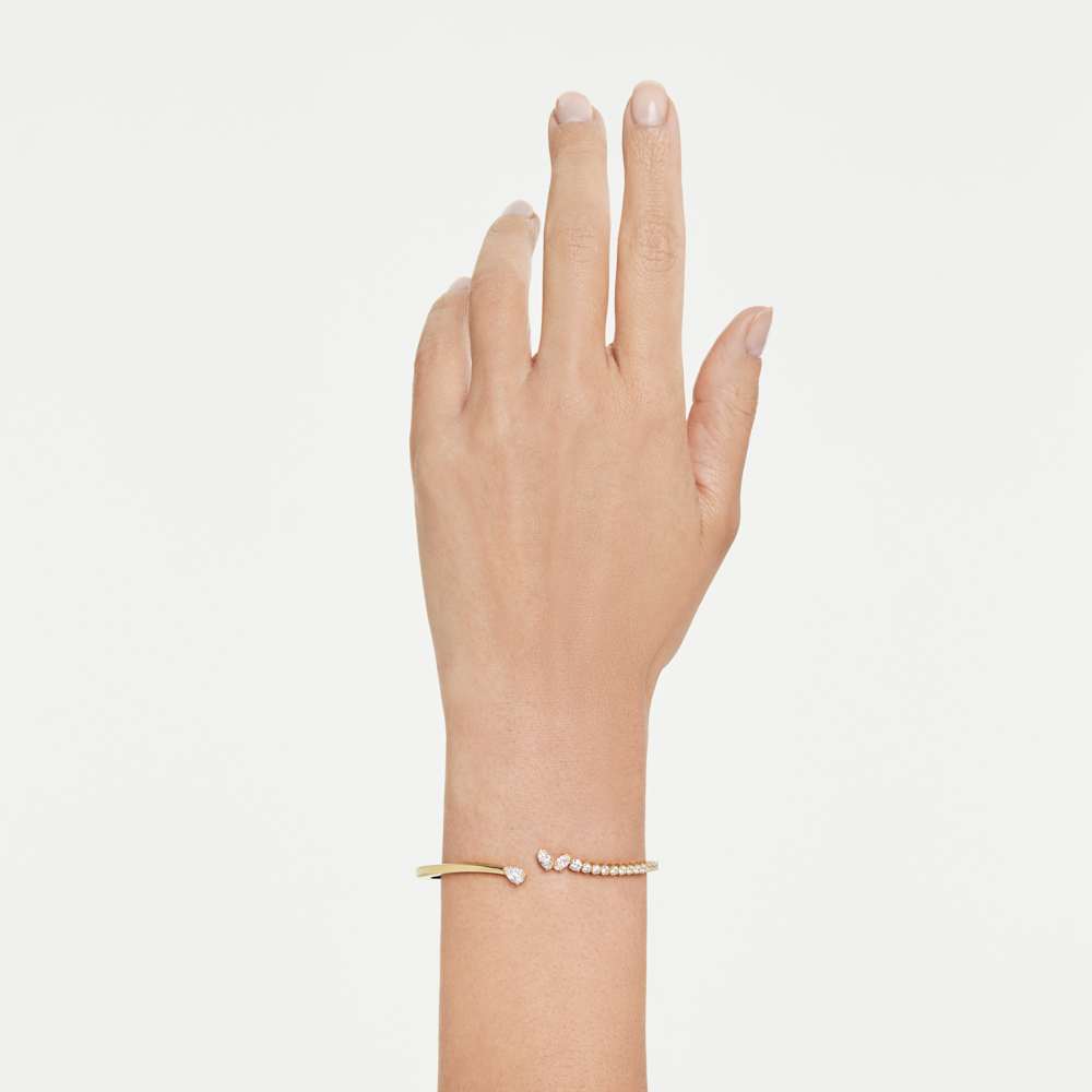 Bracciale Rigido Swarovski Mesmera Taglio misto Bianco Finitura oro 18 Kt - Misura M