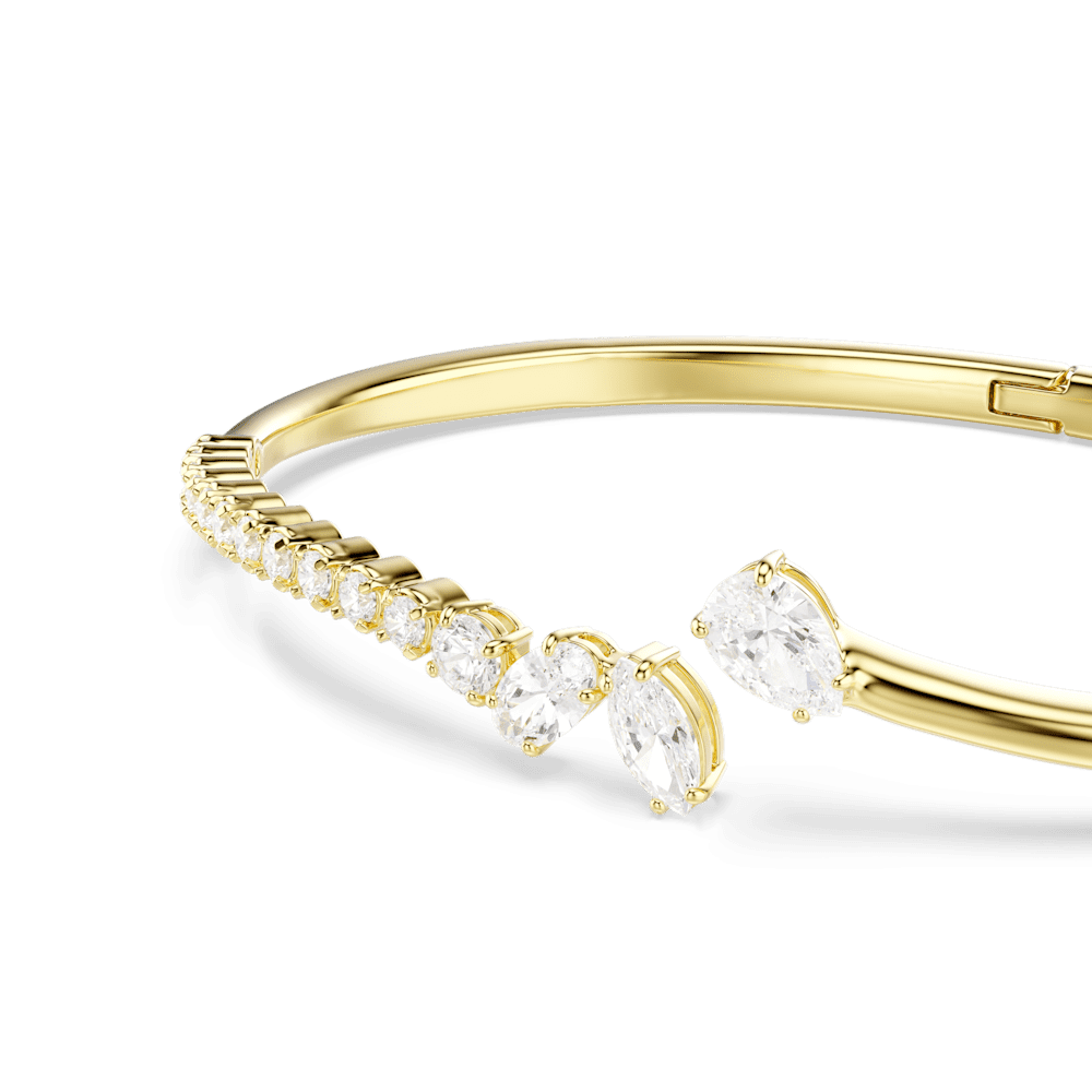 Bracciale Rigido Swarovski Mesmera Taglio misto Bianco Finitura oro 18 Kt - Misura M