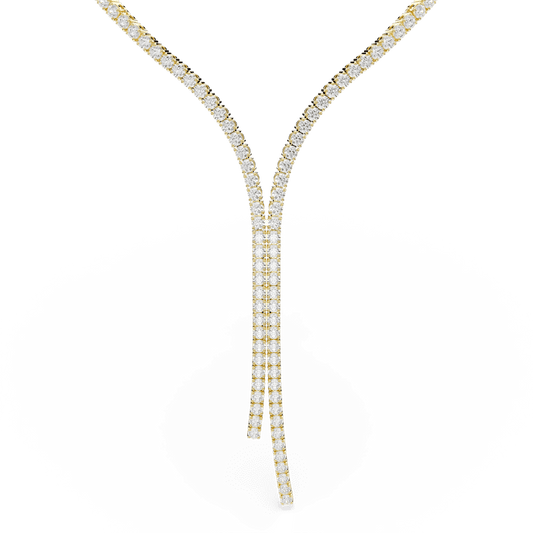 Collana a Y Swarovski Matrix Taglio Round Bianco Finitura oro 18 Kt
