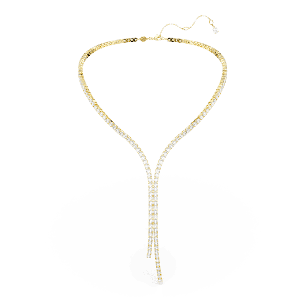 Collana a Y Swarovski Matrix Taglio Round Bianco Finitura oro 18 Kt