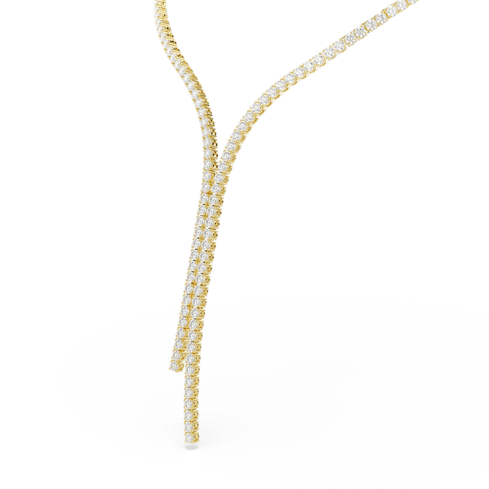 Collana a Y Swarovski Matrix Taglio Round Bianco Finitura oro 18 Kt