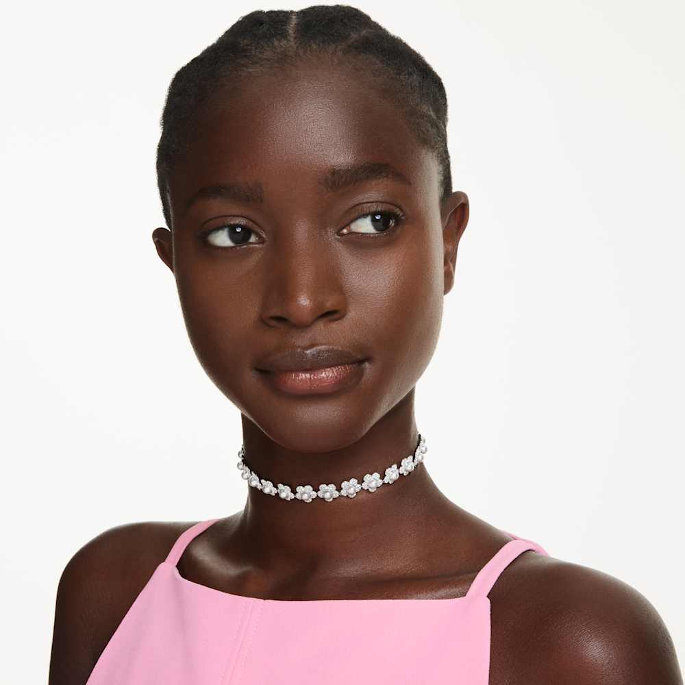 Girocollo Ariana Grande x Swarovski Crystal Pearl Taglio Round Bianco Placcato rodio