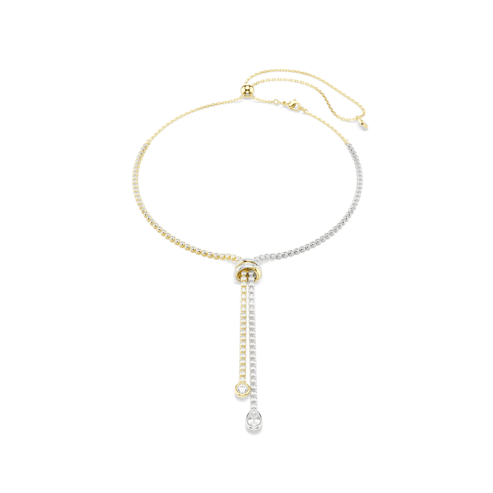 Collana a Y Swarovski Hyperbola Taglio Round Nodo Bianco Mix di finiture