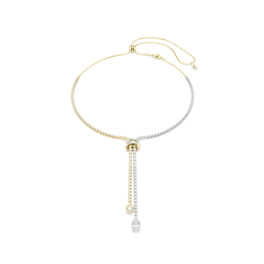 Collana a Y Swarovski Hyperbola Taglio Round Nodo Bianco Mix di finiture