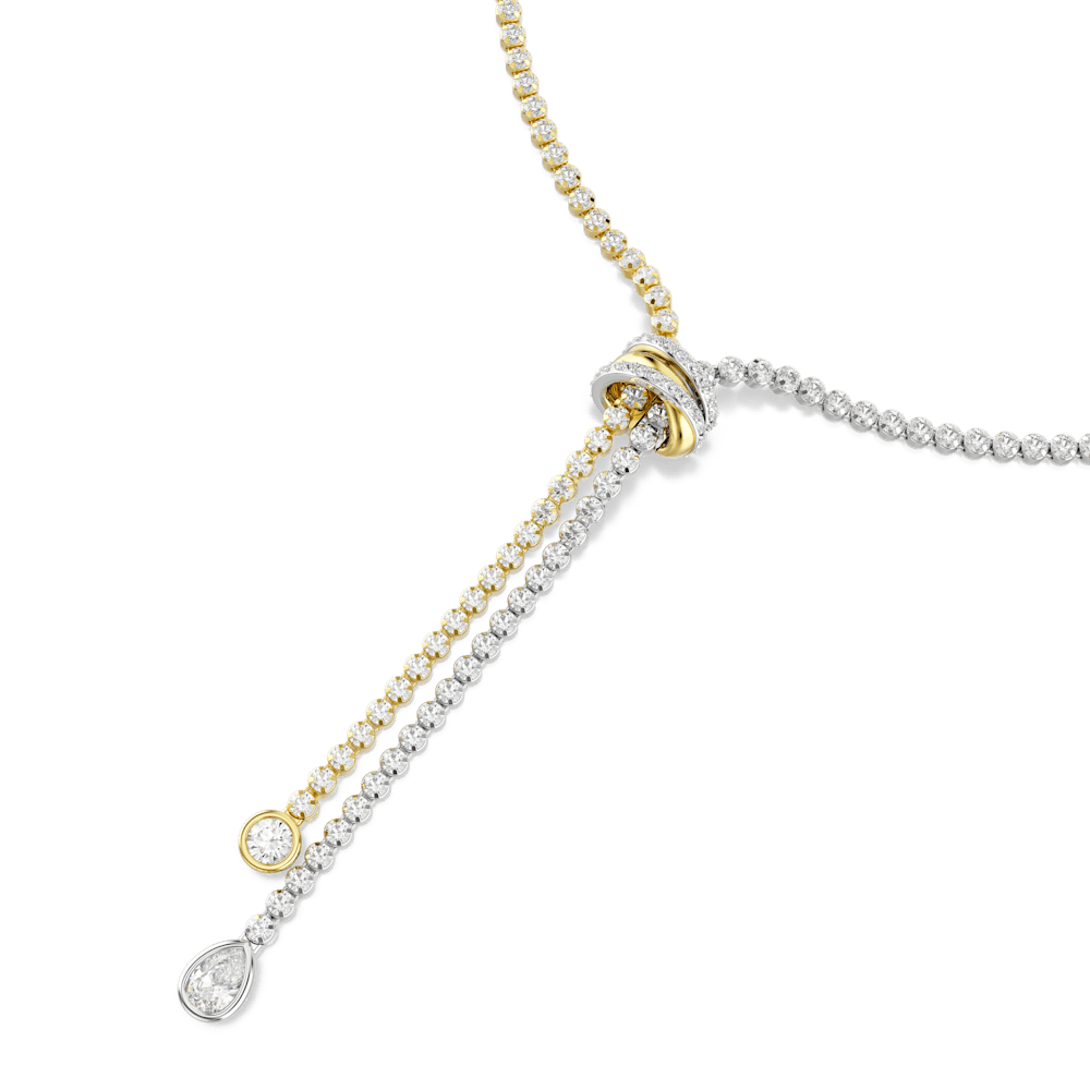 Collana a Y Swarovski Hyperbola Taglio Round Nodo Bianco Mix di finiture