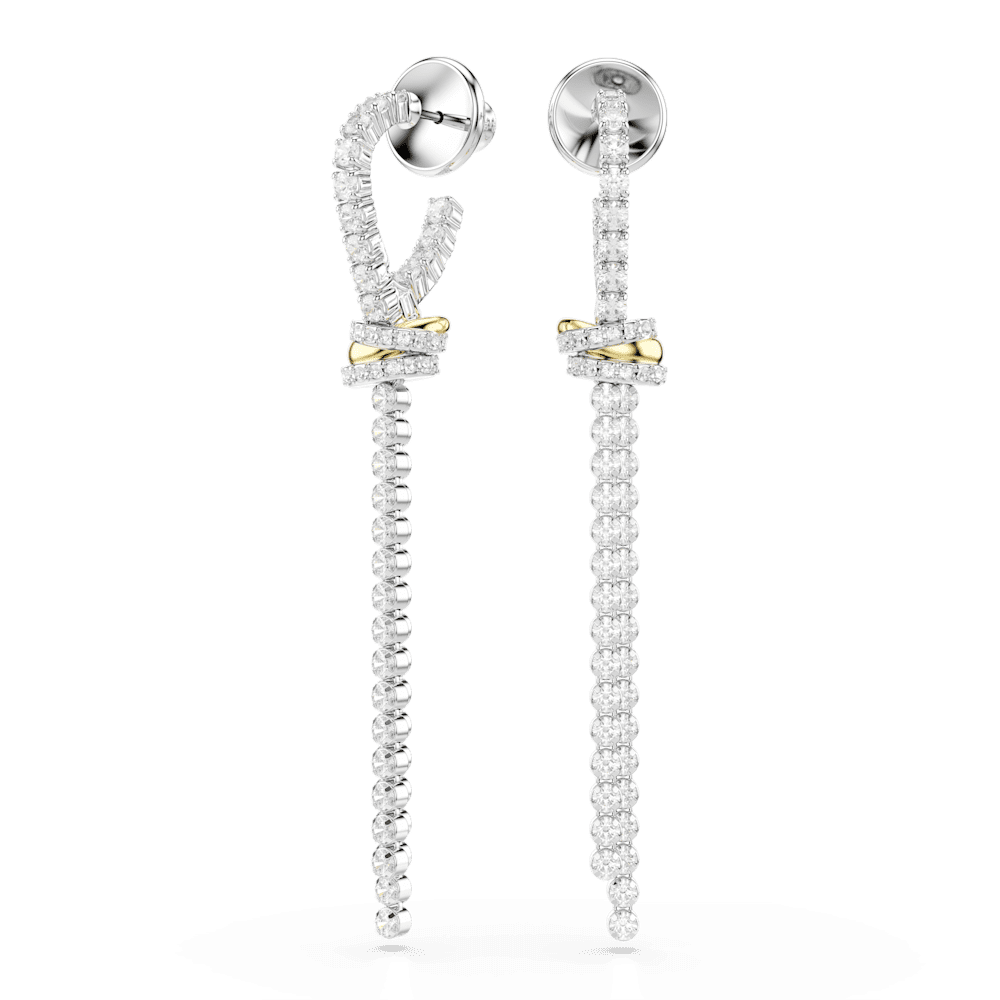 Orecchini Pendenti Swarovski Hyperbola Taglio Round Nodo Bianchi Mix di finiture