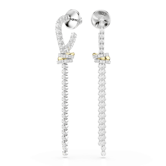 Orecchini Pendenti Swarovski Hyperbola Taglio Round Nodo Bianchi Mix di finiture