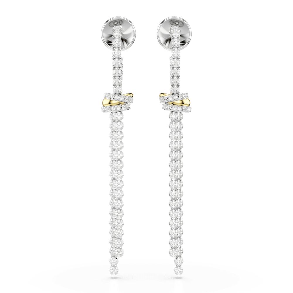 Orecchini Pendenti Swarovski Hyperbola Taglio Round Nodo Bianchi Mix di finiture