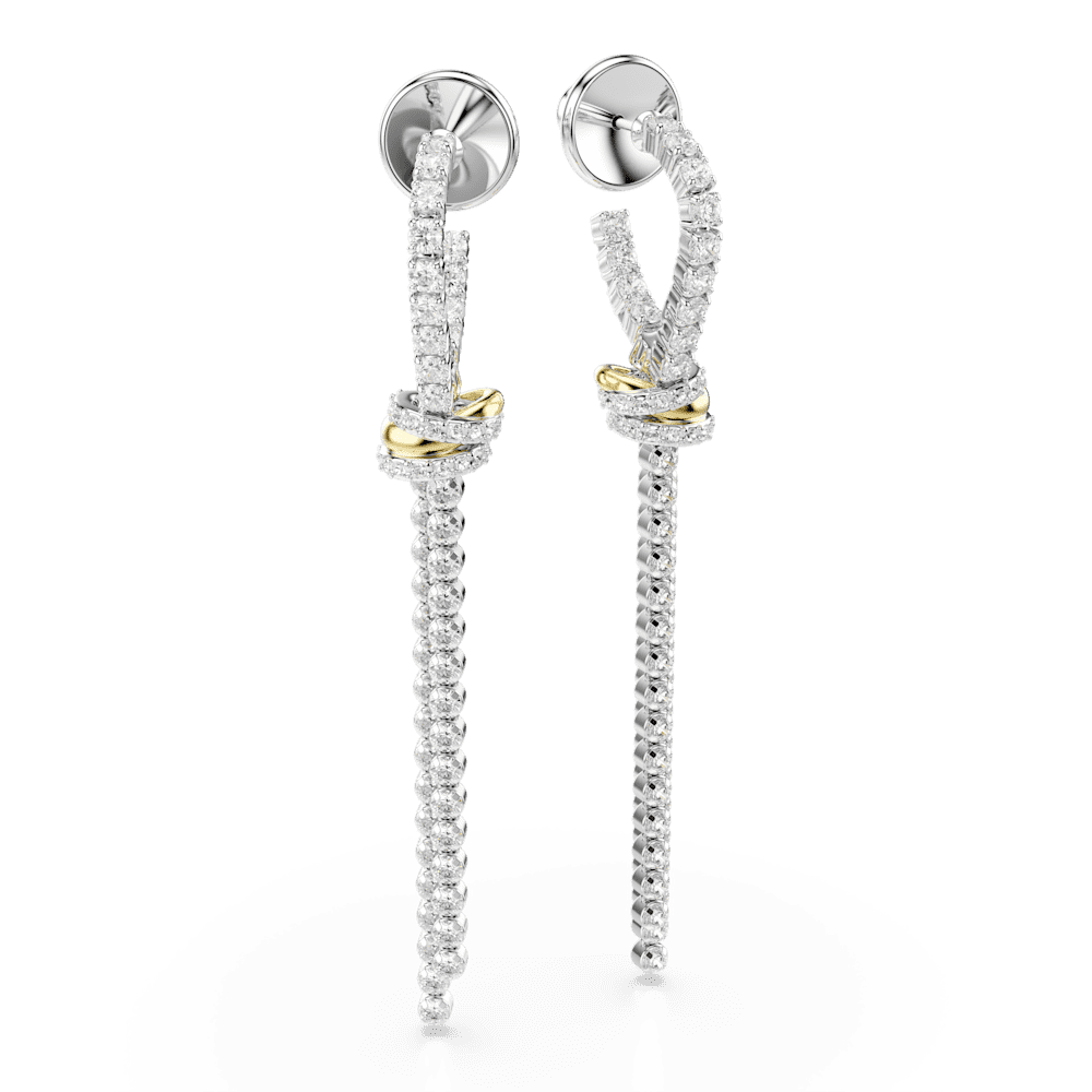 Orecchini Pendenti Swarovski Hyperbola Taglio Round Nodo Bianchi Mix di finiture
