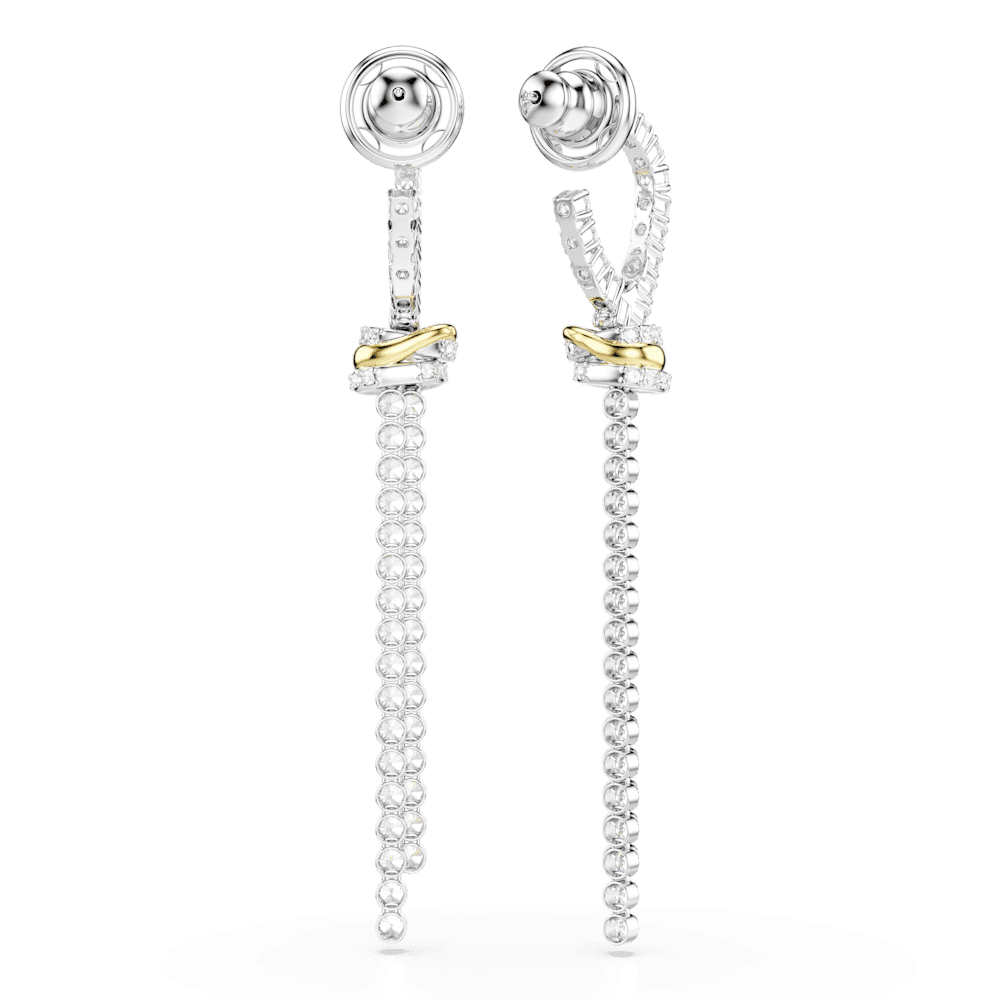Orecchini Pendenti Swarovski Hyperbola Taglio Round Nodo Bianchi Mix di finiture
