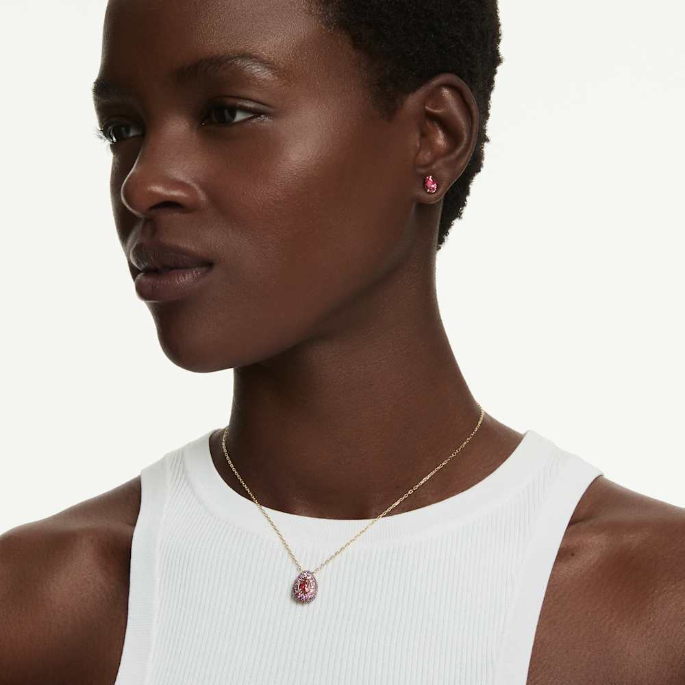 Set Collana + Orecchini Swarovski Sublima, Taglio Pear, Rosso, Finitura oro 18K