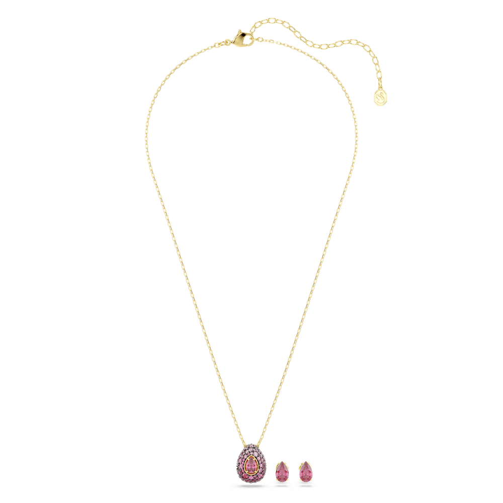 Set Collana + Orecchini Swarovski Sublima, Taglio Pear, Rosso, Finitura oro 18K