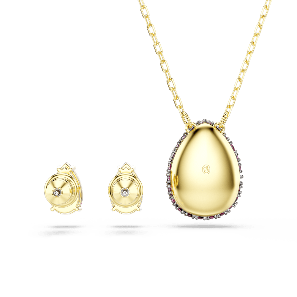 Set Collana + Orecchini Swarovski Sublima, Taglio Pear, Rosso, Finitura oro 18K