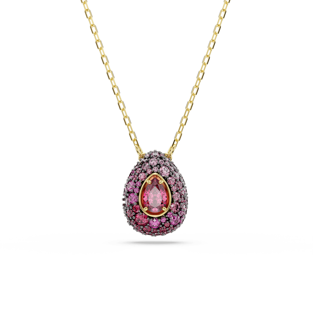 Set Collana + Orecchini Swarovski Sublima, Taglio Pear, Rosso, Finitura oro 18K