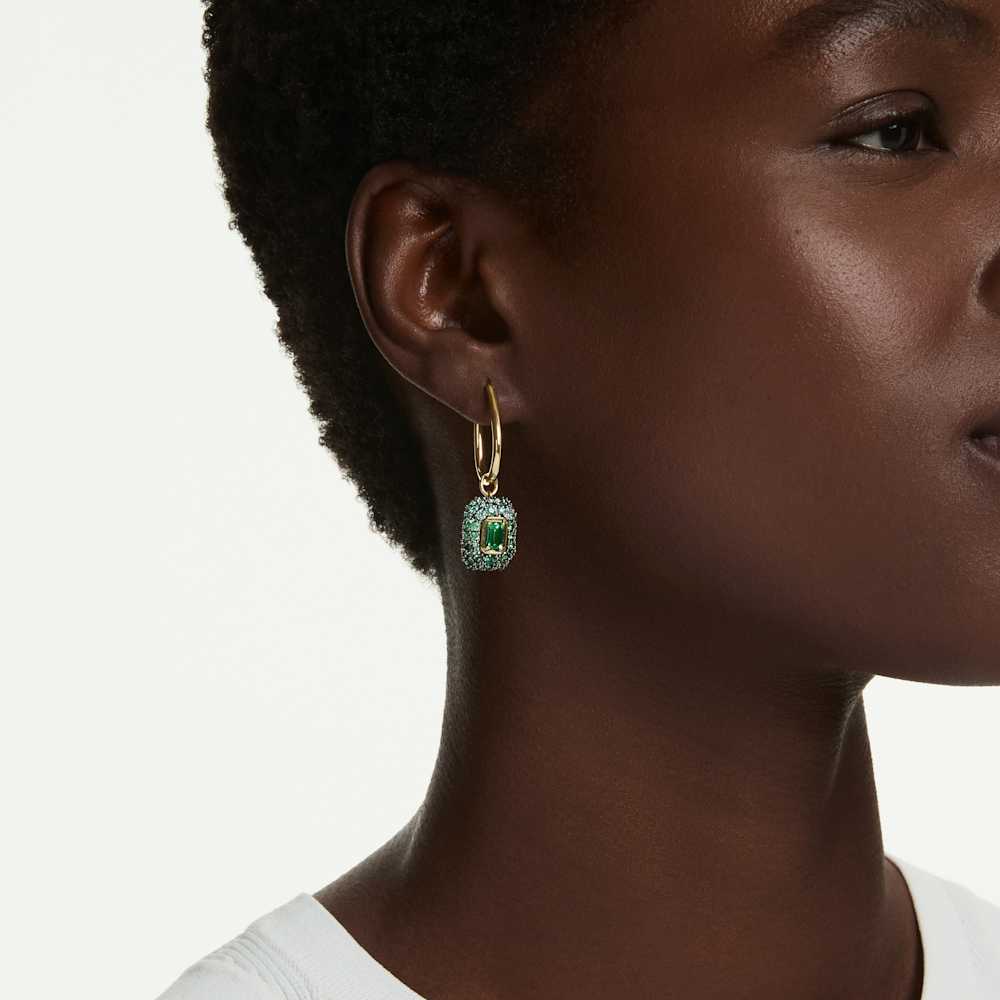 Orecchini pendenti Swarovski Sublima Taglio ottagonale Verdi Finitura oro 18K