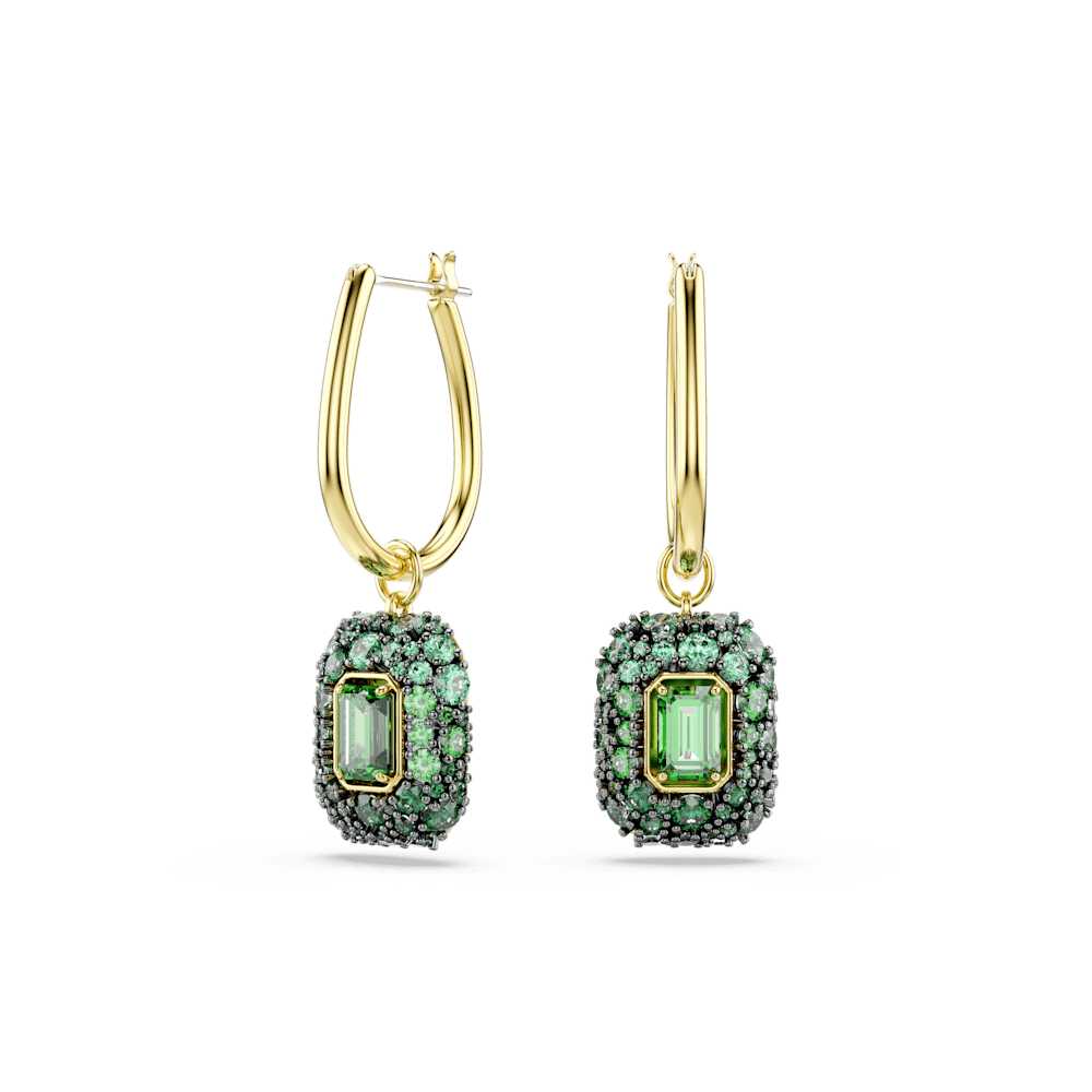 Orecchini pendenti Swarovski Sublima Taglio ottagonale Verdi Finitura oro 18K