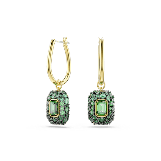 Orecchini pendenti Swarovski Sublima Taglio ottagonale Verdi Finitura oro 18K