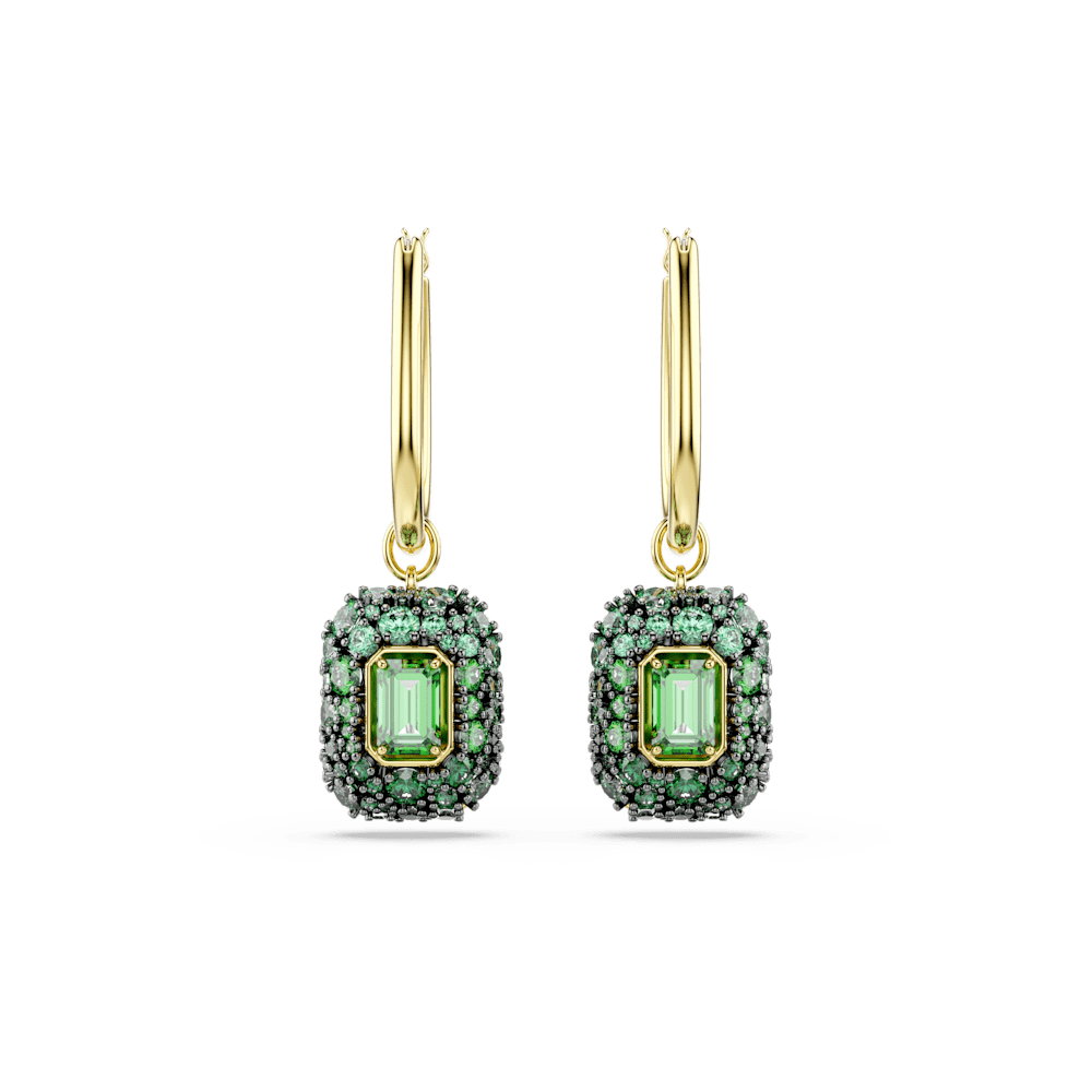 Orecchini pendenti Swarovski Sublima Taglio ottagonale Verdi Finitura oro 18K