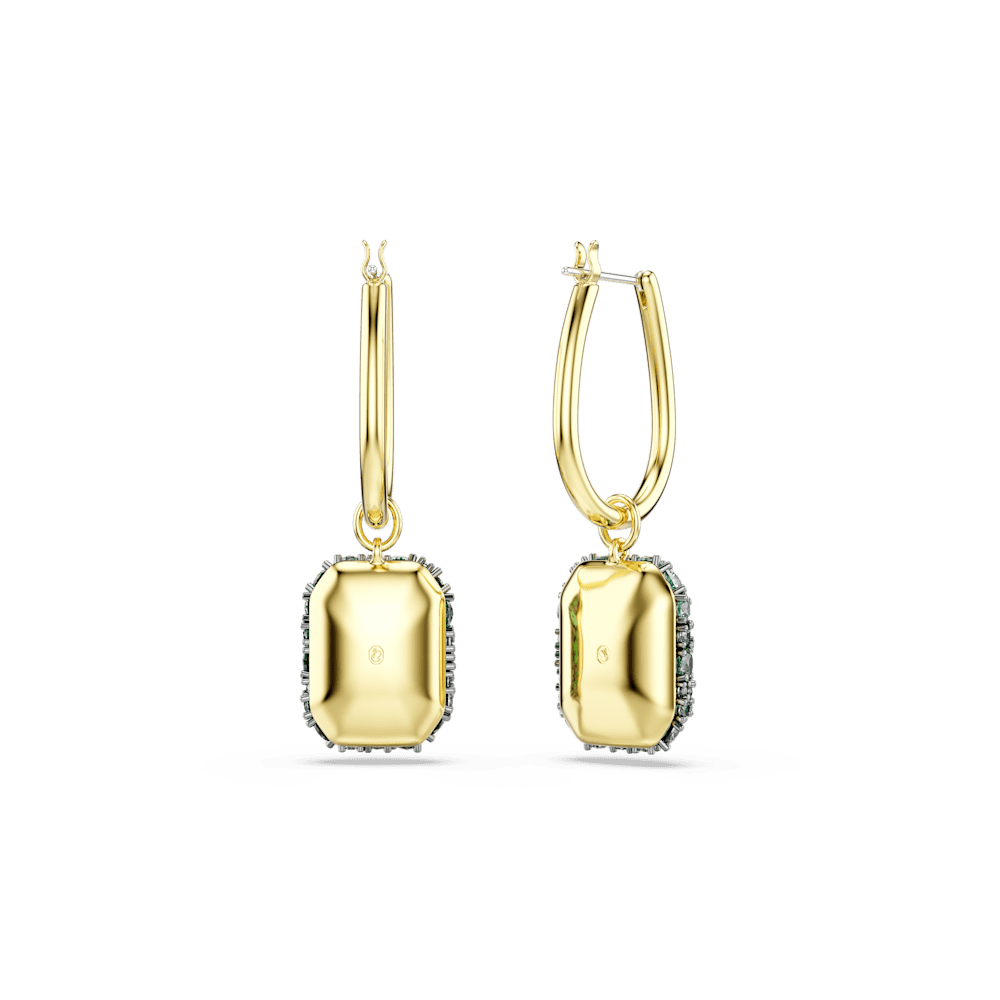 Orecchini pendenti Swarovski Sublima Taglio ottagonale Verdi Finitura oro 18K