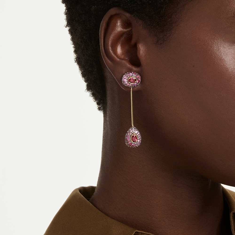 Orecchini pendenti Swarovski Sublima Taglio Pear Rossi Finitura oro 18K