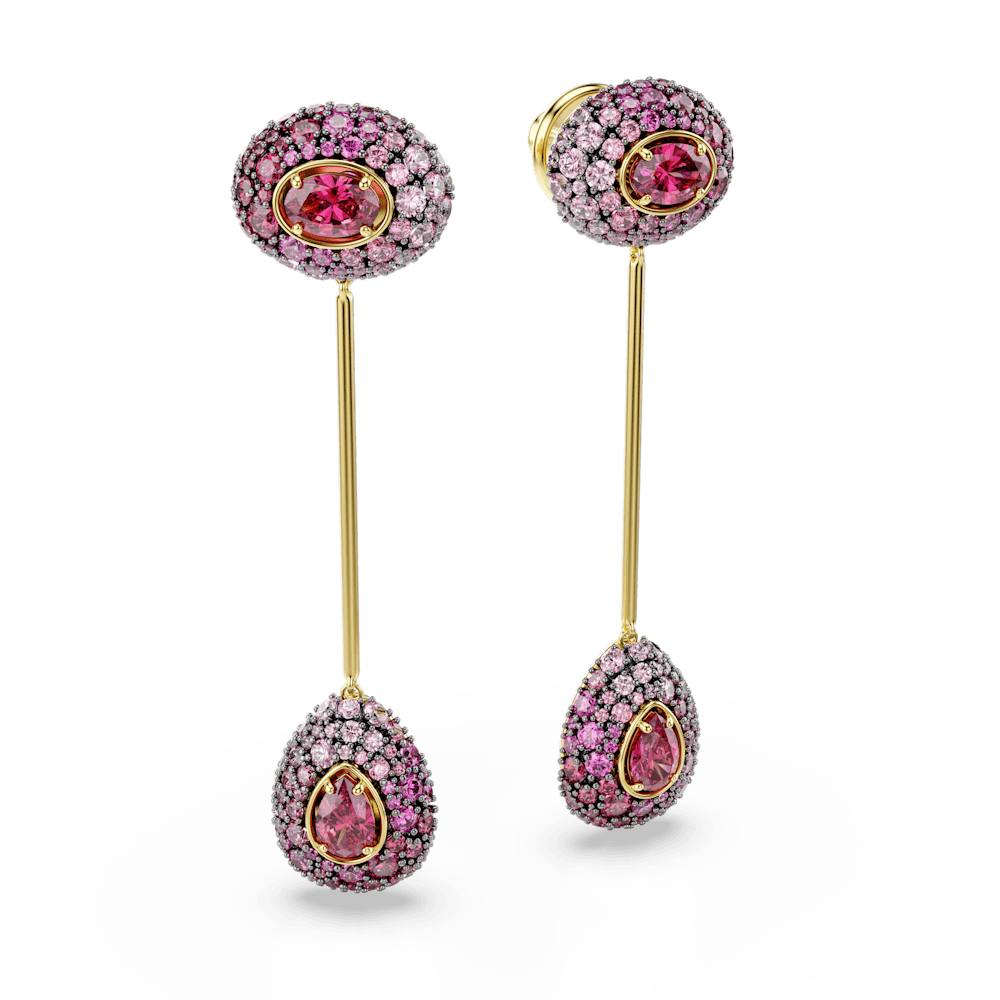Orecchini pendenti Swarovski Sublima Taglio Pear Rossi Finitura oro 18K
