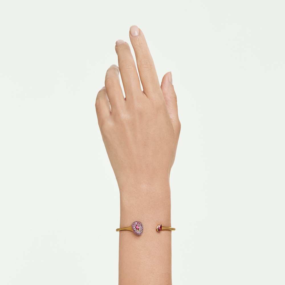 Bracciale rigido Swarovski Sublima, Taglio Pear, Rosso, Finitura oro 18K - Misura S