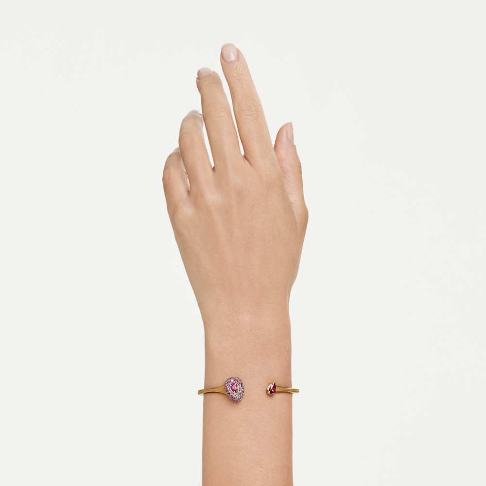 Bracciale rigido Swarovski Sublima, Taglio Pear, Rosso, Finitura oro 18K - Misura M