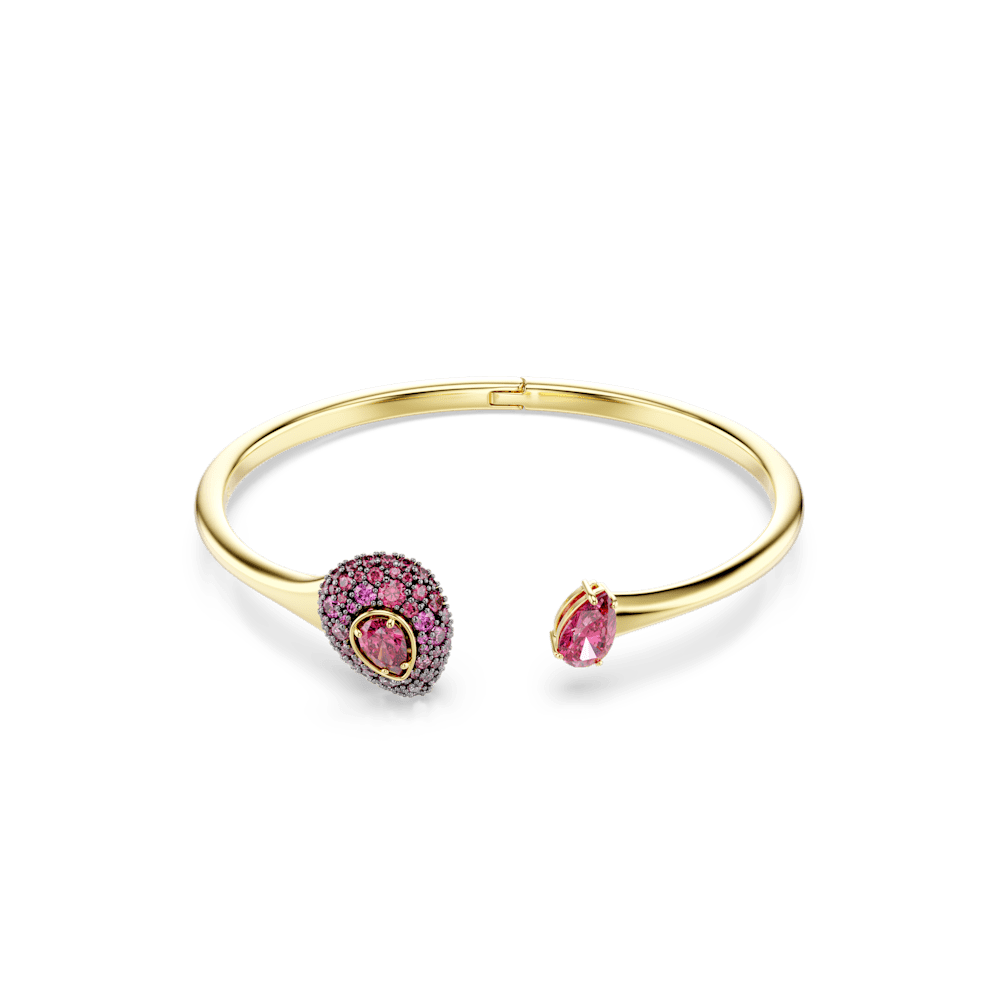 Bracciale rigido Swarovski Sublima, Taglio Pear, Rosso, Finitura oro 18K - Misura M