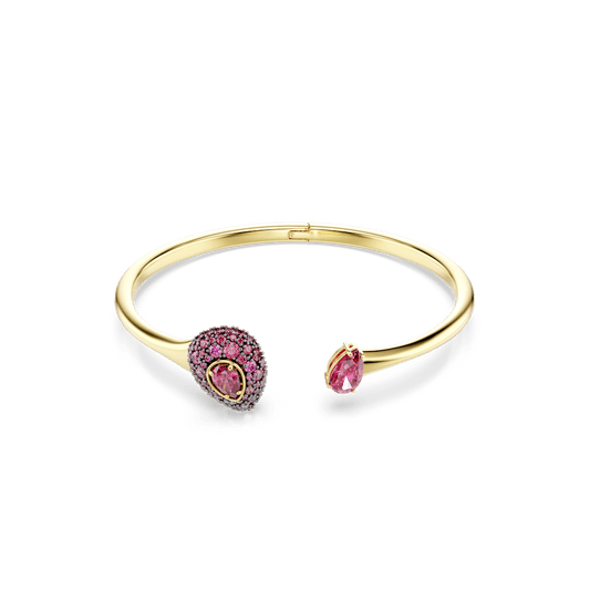 Bracciale rigido Swarovski Sublima, Taglio Pear, Rosso, Finitura oro 18K - Misura M