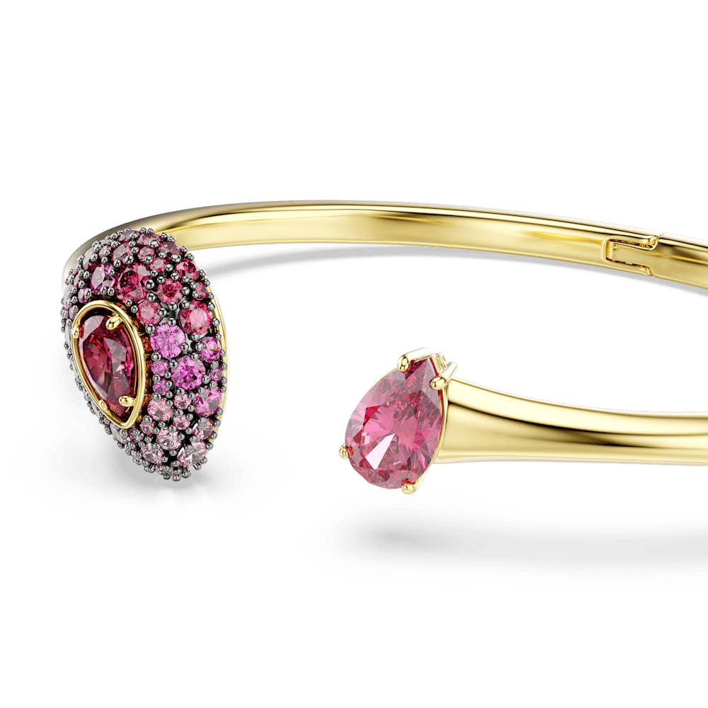 Bracciale rigido Swarovski Sublima, Taglio Pear, Rosso, Finitura oro 18K - Misura M