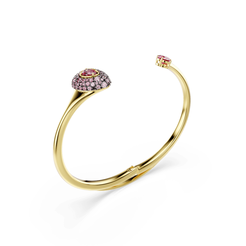 Bracciale rigido Swarovski Sublima, Taglio Pear, Rosso, Finitura oro 18K - Misura M
