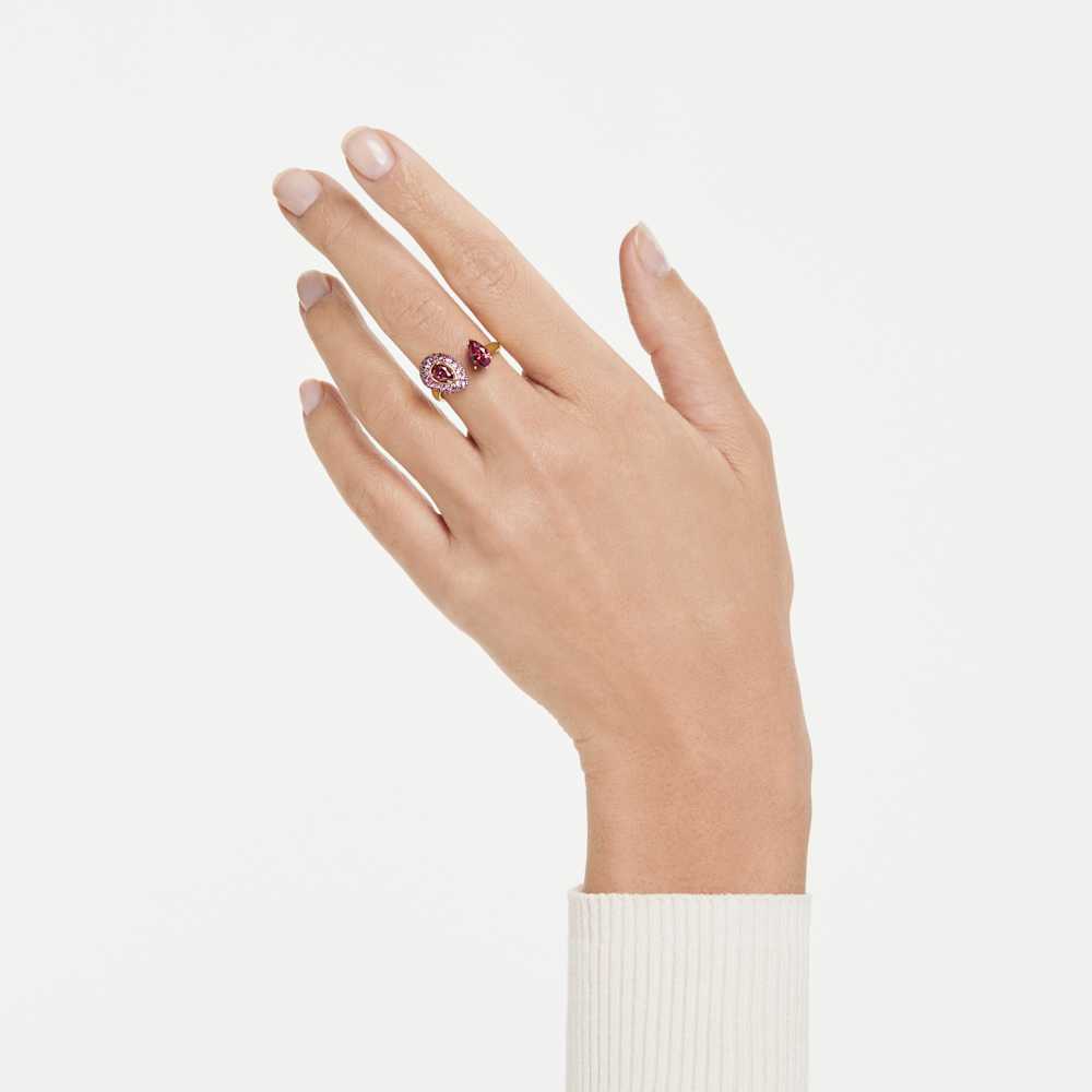 Anello cocktail Swarovski Sublima, Taglio Pear, Rosso, Finitura oro 18K - Misura 55