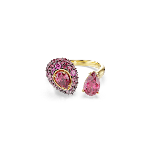 Anello cocktail Swarovski Sublima, Taglio Pear, Rosso, Finitura oro 18K - Misura 55
