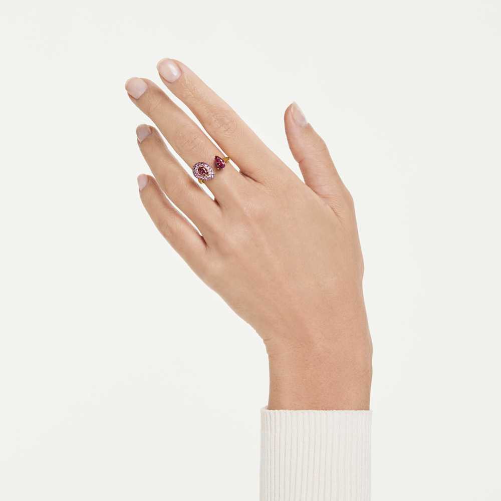 Anello cocktail Swarovski Sublima, Taglio Pear, Rosso, Finitura oro 18K - Misura 58