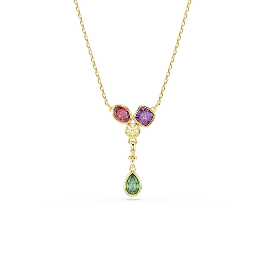 Collana con Pendente a Y Swarovski Imber, Taglio misto, Multicolore, Finitura oro 18K