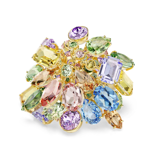 Anello Swarovski Cocktail Gema Taglio misto Multicolore Finitura oro 18K - Misura 50-55