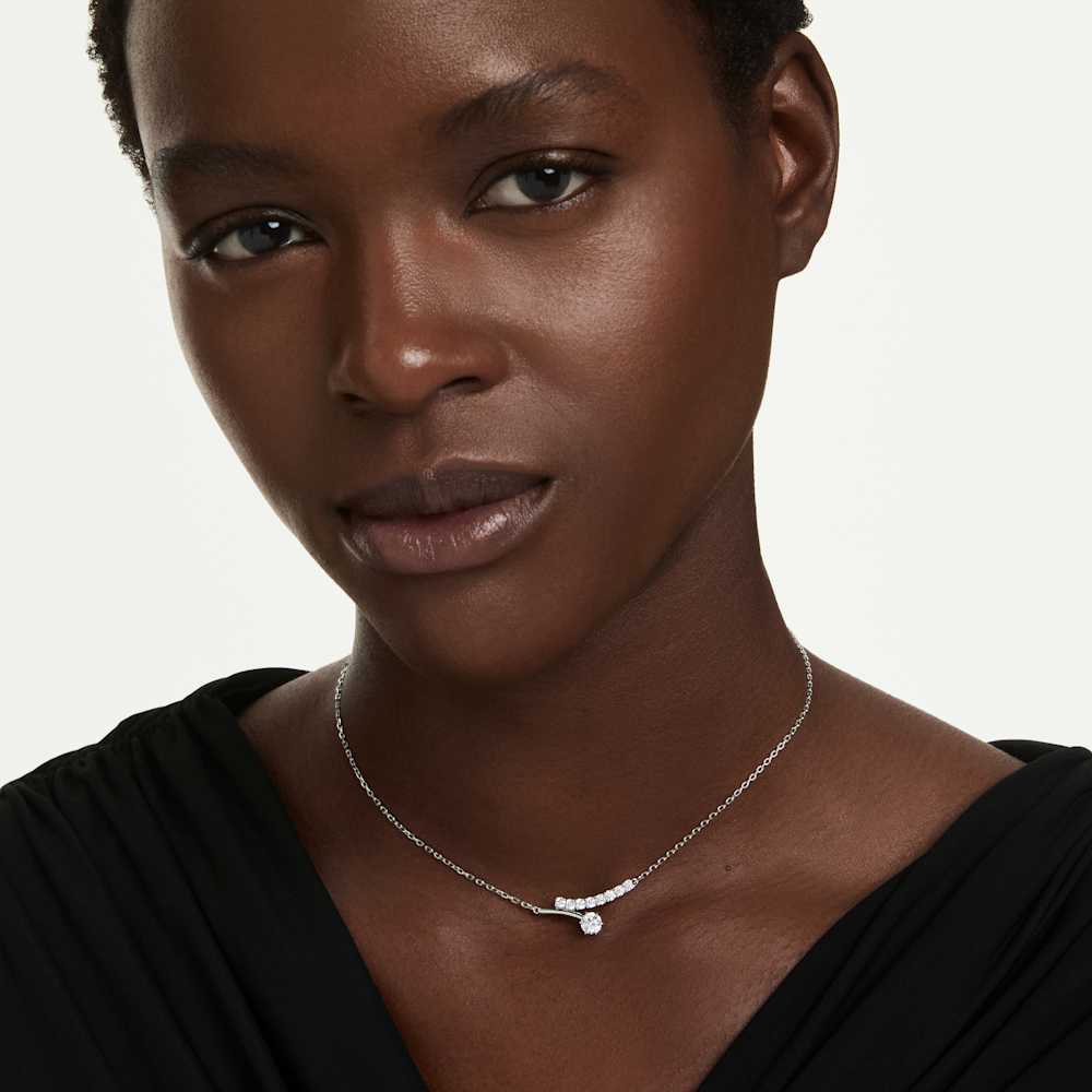 Collana Swarovski Matrix Taglio Round Bianca Placcata Rodio