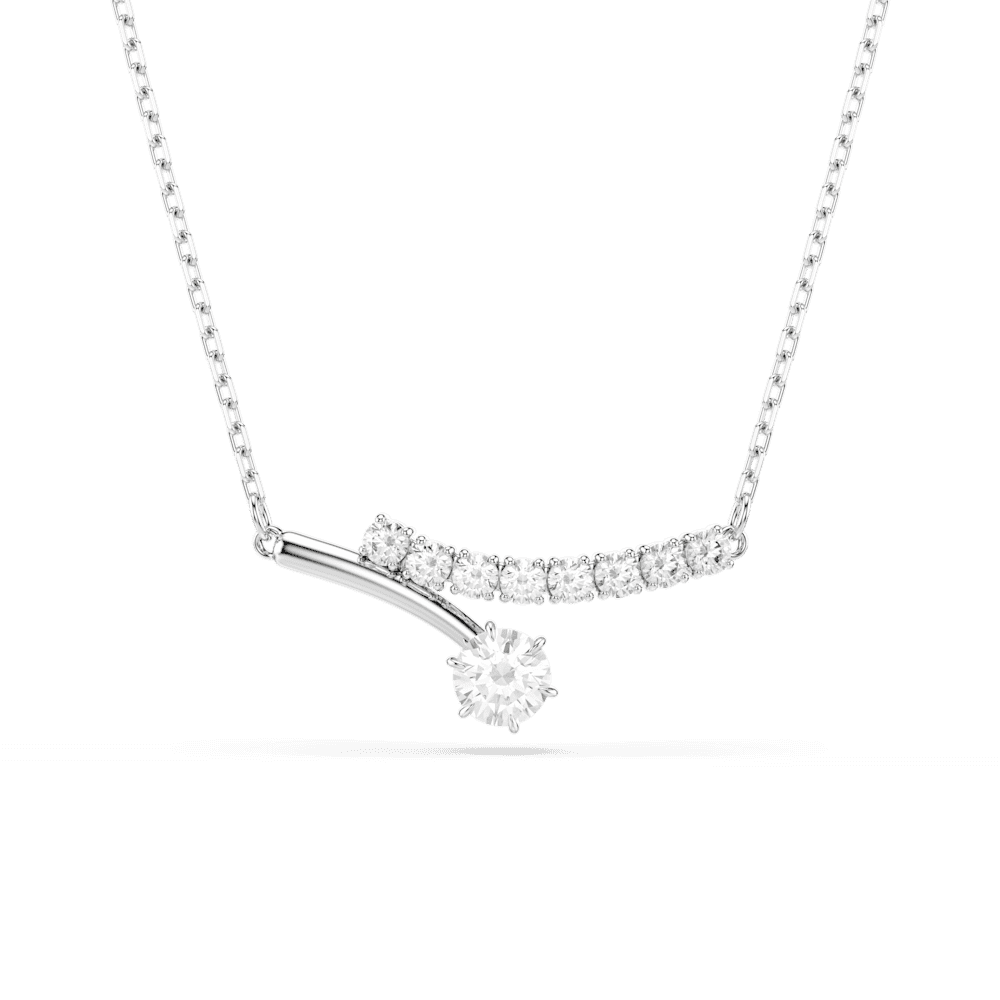 Collana Swarovski Matrix Taglio Round Bianca Placcata Rodio
