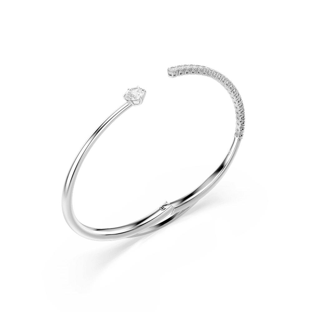 Bracciale Rigido Swarovski Matrix Taglio Round Bianco Placcato Rodio - Misura L