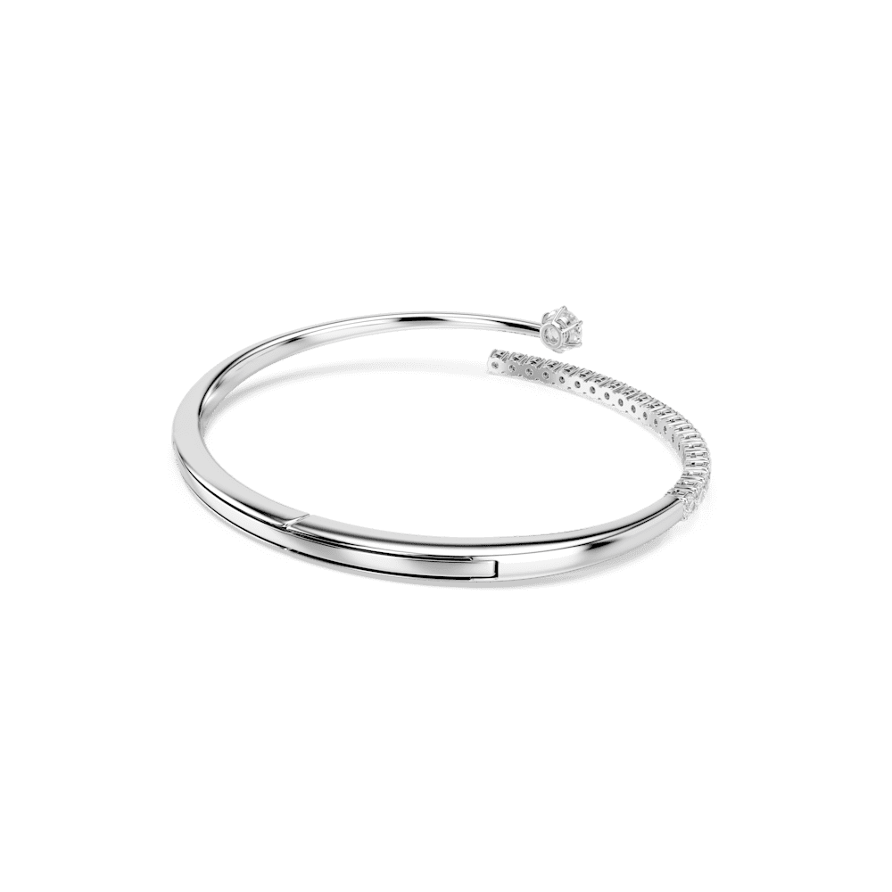 Bracciale Rigido Swarovski Matrix Taglio Round Bianco Placcato Rodio - Misura L