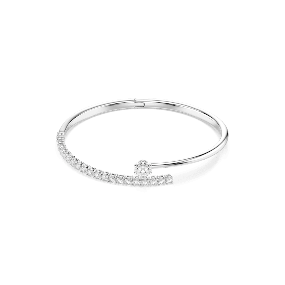 Bracciale Rigido Swarovski Matrix Taglio Round Bianco Placcato Rodio - Misura S