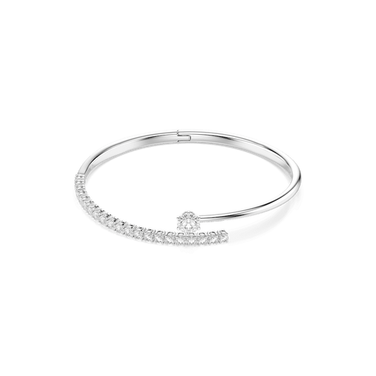 Bracciale Rigido Swarovski Matrix Taglio Round Bianco Placcato Rodio - Misura S