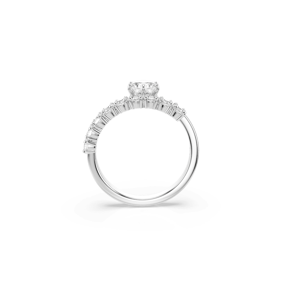 Anello Aperto Swarovski Matrix Taglio Round Bianco Placcato Rodio - Misura 58