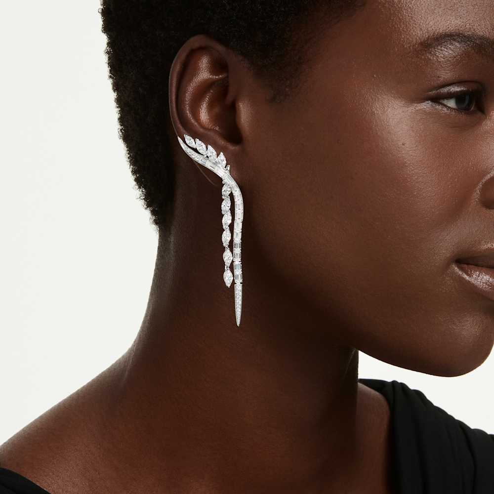 Orecchini Pendenti Swarovski Mesmera Taglio misto Bianchi Placcati Rodio