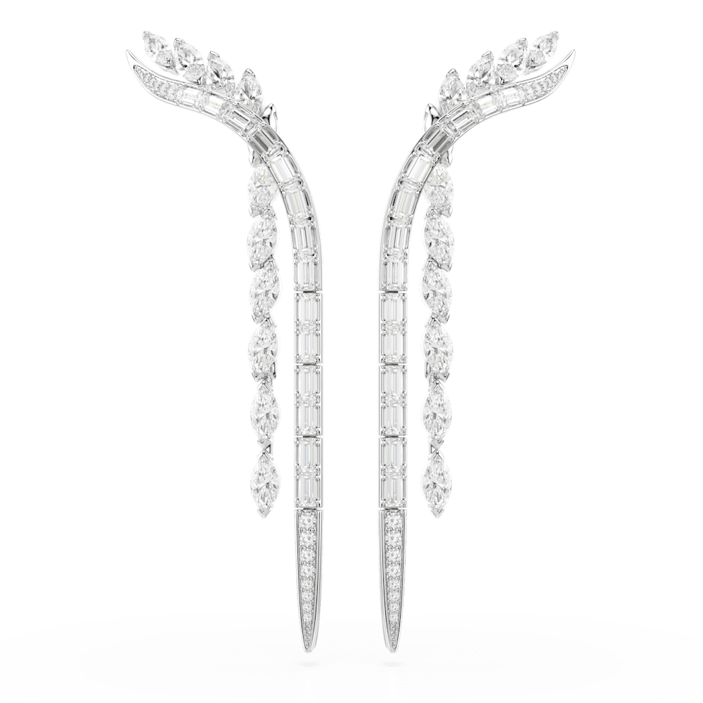 Orecchini Pendenti Swarovski Mesmera Taglio misto Bianchi Placcati Rodio