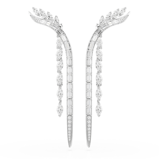 Orecchini Pendenti Swarovski Mesmera Taglio misto Bianchi Placcati Rodio