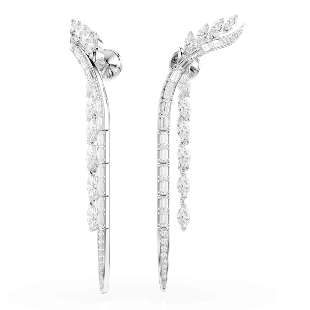 Orecchini Pendenti Swarovski Mesmera Taglio misto Bianchi Placcati Rodio