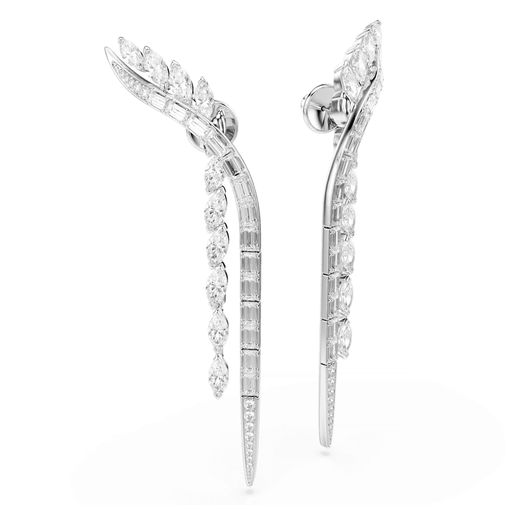 Orecchini Pendenti Swarovski Mesmera Taglio misto Bianchi Placcati Rodio