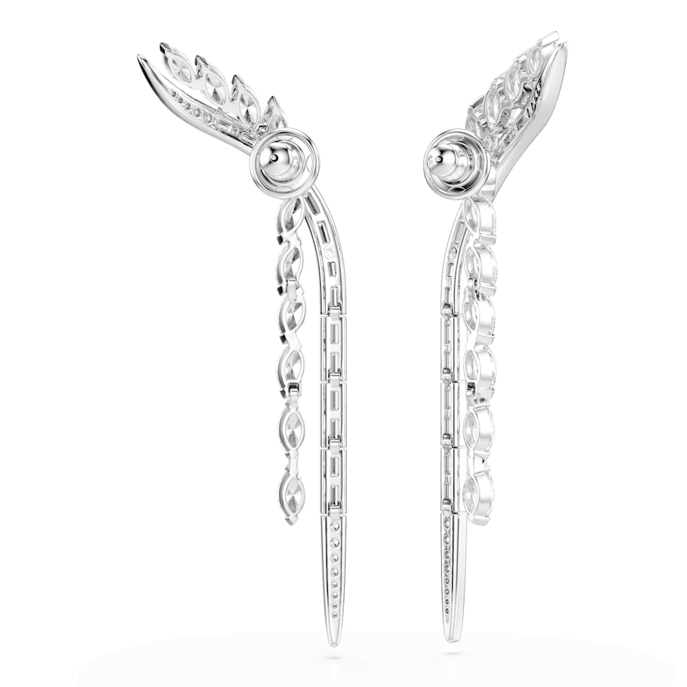 Orecchini Pendenti Swarovski Mesmera Taglio misto Bianchi Placcati Rodio